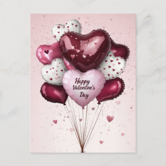 Carte Postale Ballons colorés Salutation de Valentine (Devant)