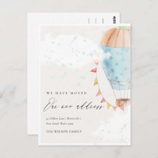 Carte Postale Ballons d'air chaud mignon nuages étoiles Nous avo (Devant / Derrière)