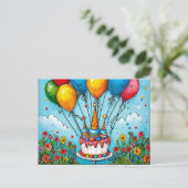 Carte Postale Ballons d'anniversaire colorés (Debout devant)