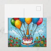 Carte Postale Ballons d'anniversaire colorés (Devant / Derrière)