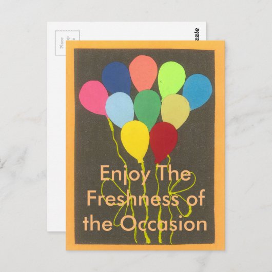 Carte Postale Ballons d'anniversaire colorés Design graphique (Devant / Derrière)