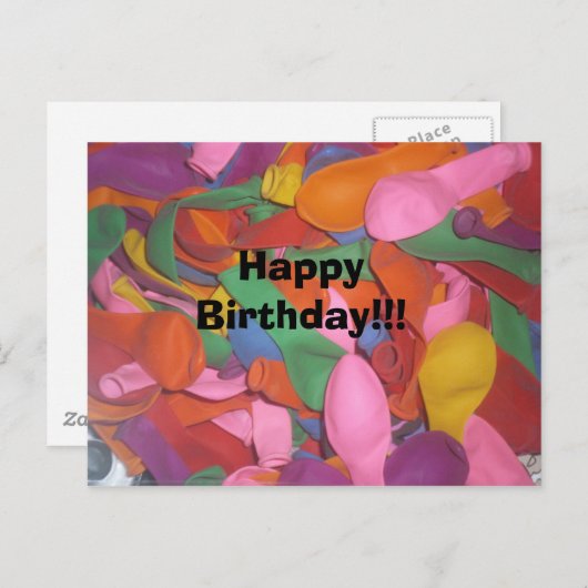 Carte Postale Ballons d'anniversaire heureux (Devant / Derrière)