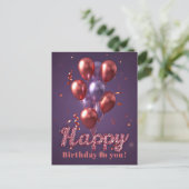 Carte Postale Ballons d'anniversaire vibrants avec Confetti sur  (Debout devant)