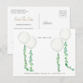 Carte Postale Ballons d'aquarelle décorés de branches vertes (Devant / Derrière)