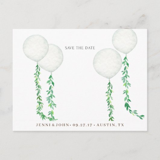 Carte Postale Ballons d'aquarelle décorés de branches vertes (Devant)