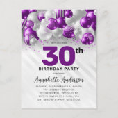 Carte Postale Ballons d'argent violet violet n'importe quel âge (Devant)