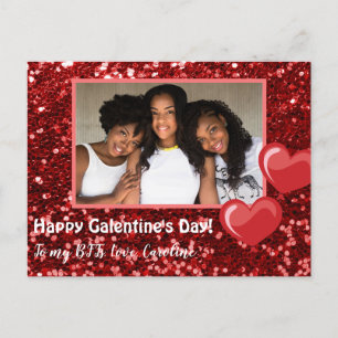 Carte Postale Ballons de coeur de parties scintillant rouge BFF