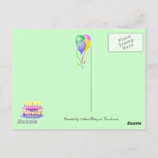 Carte postale Ballons de Cupcake Anniversaire (Dos)