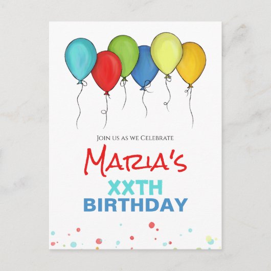 Carte Postale Ballons de fête Confettis Fête moderne Mignon Amus (Devant)