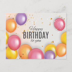 Carte Postale Ballons de fête d'anniversaire mignons confettis m