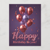 Carte Postale Ballons de fête d'anniversaire vibrants avec confe (Devant)