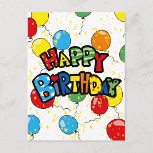 Carte Postale Ballons de fête, joyeux anniversaire