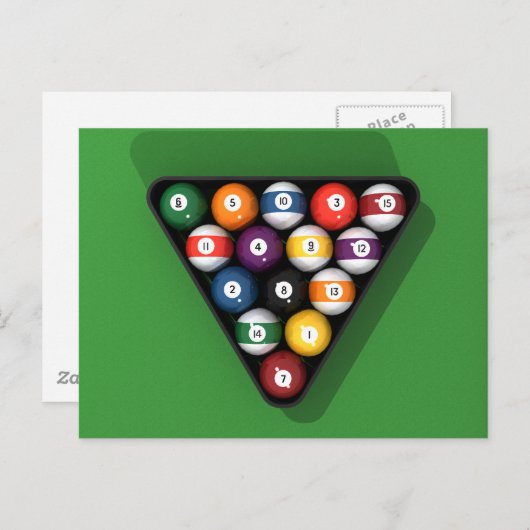 Carte Postale Ballons de piscine sur billard vert à flancs Table (Devant / Derrière)