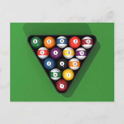 Carte Postale Ballons de piscine sur billard vert à flancs Table (Devant)