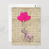 Carte Postale Ballons d'éléphant rose (Devant / Derrière)