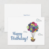 Carte Postale Ballons d'oiseaux Joyeux anniversaire (Devant / Derrière)