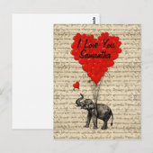 Carte Postale Ballons éléphants et en forme de coeur (Devant / Derrière)