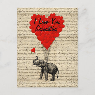 Carte Postale Ballons éléphants et en forme de coeur