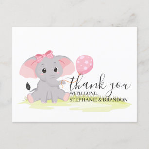 Carte Postale Ballons Eléphants Rose Cute