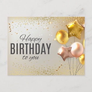 Carte Postale Ballons et confettis mignons pour anniversaire