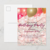 Carte Postale Ballons Et Étincelles Sur Papier Anniversaire (Devant / Derrière)