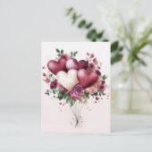 Carte Postale Ballons et fleurs Salutation de Saint Valentin (Debout devant)