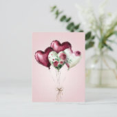 Carte Postale Ballons et fleurs Salutation de Saint Valentin (Debout devant)