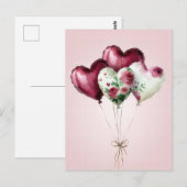 Carte Postale Ballons et fleurs Salutation de Saint Valentin (Devant / Derrière)