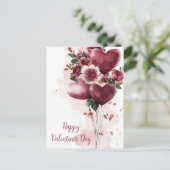 Carte Postale Ballons et fleurs Salutation de Saint Valentin (Debout devant)