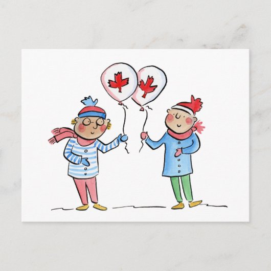 Carte Postale Ballons Feuille d'érable (Devant)