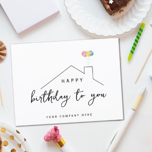Carte Postale Ballons Maison de Courtage Joyeux Anniversaire