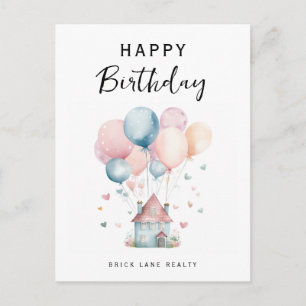 Carte Postale Ballons Maison Joyeux Anniversaire Immobilier