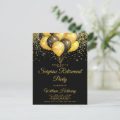 Carte Postale Ballons Noir Or de la partie de retraite surprise (Debout devant)