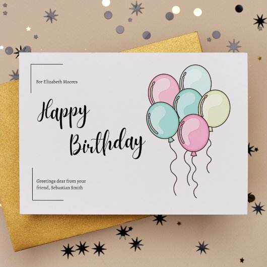 Carte Postale Ballons Pastel Joyeux Anniversaire