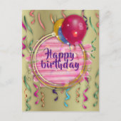 Carte Postale Ballons Rubans à Fronce Glamour Élégants Joyeux An (Devant)
