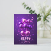 Carte Postale Ballons violet et rose Fête d'anniversaire (Debout devant)