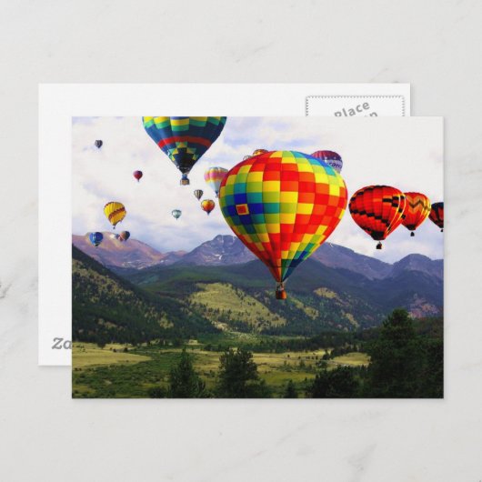 Carte Postale Balloon à air chaud dans les Rocheuses (Devant / Derrière)