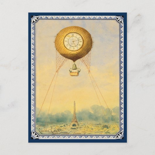 Carte Postale Balloon à air chaud sur la peinture de Paris (Devant)