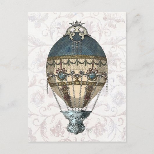 Carte Postale Balloon baroque bleu & crème (Devant)
