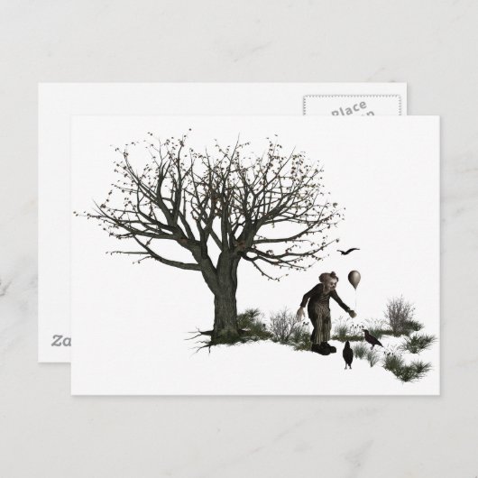 Carte Postale Balloon Clown Ancien Arbre et Oiseaux Noirs Origin (Devant / Derrière)