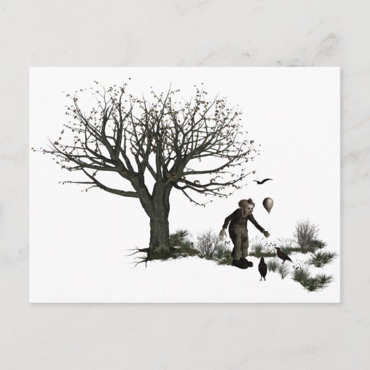 Carte Postale Balloon Clown Ancien Arbre et Oiseaux Noirs Origin (Devant)