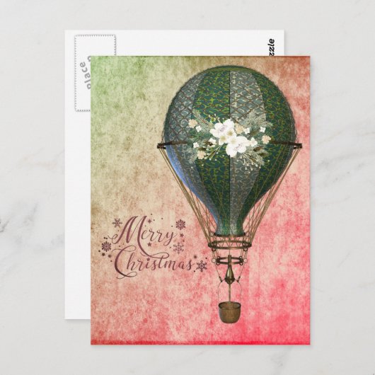 Carte Postale Balloon de Noël Steampunk (Devant / Derrière)