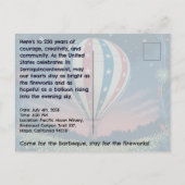 Carte Postale Balloon Fireworks 1776–2026 Backyard Party Invite! (Dos)