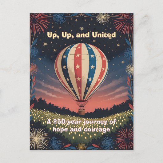 Carte Postale Balloon Fireworks 1776–2026 Backyard Party Invite! (Devant)