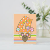 Carte postale Balloon Mouse Orange 4e anniversaire (Debout devant)