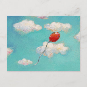 Carte Postale Balloon rouge - ciel bleu belle journée art