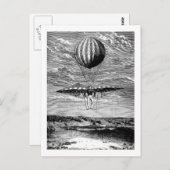 Carte Postale Balloon vintage avec parachute (Devant / Derrière)