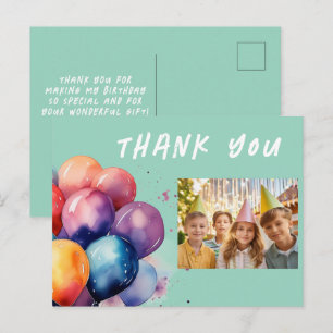 Carte Postale Balloons Colorés Enfants Anniversaire Photo Merci