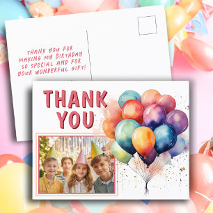Carte Postale Balloons Colorés Enfants Anniversaire Photo Merci