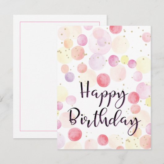 Carte Postale Balloons Colorés Joyeux Anniversaire Rose  (Devant / Derrière)